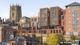 Architect's impression of the new buildings in the Lace Market