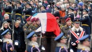 Coffin of Vaclav Havel carried through the streets of Prague