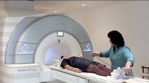 Patient going into an MRI scanner