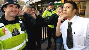 Police and shopping centre staff