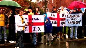 Blackburn Rovers fans demonstration at club's training ground