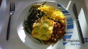 Plate of food at Nottingham City Hospital