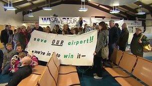 Protesters at Plymouth Airport