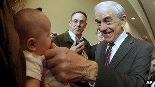 Ron Paul campaigns in Dubuque, Iowa, on 22 December 2011