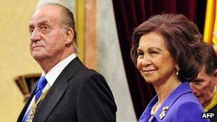 Spain's King Juan Carlos and Queen Sofia, 27 Dec 11