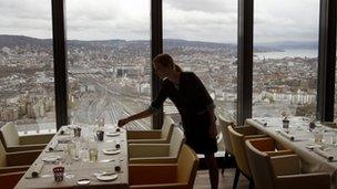 "Clouds" restaurant at the Prime Tower office building in Zurich