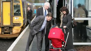 Transport Minister Keith Brown and Steve Montgomery, managing director of First ScotRail, at Dunblane station