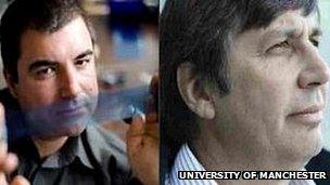 Profs Konstantin Novoselov (left) and Andre Geim (Image: University of Manchester)