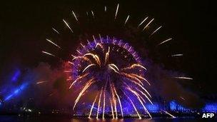 New Year's Eve firework display over River Thames