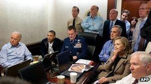 Situation Room of the White House during the Osama Bin Laden raid