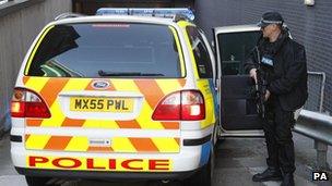 Armed police outside Manchester magistrates' court