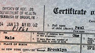 A detail from Joann Prinzivalli's birth certificate