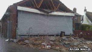 Wind damaged shop in Chalgrove