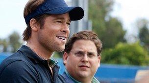 Brad Pitt and Jonah Hill in Moneyball