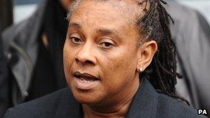 Doreen Lawrence speaking outside the Old Bailey