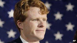 file photo of Joseph P Kennedy III at a campaign event for Martha Coakley in Medford, Massachusetts 7 January 2010