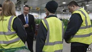 David Cameron visiting Waitrose distribution centre in Bracknell