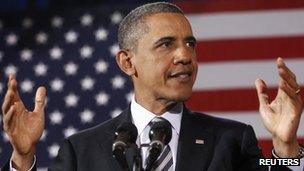 US President Barack Obama gives a speech on jobs and the economy in Cleveland, Ohio 4 January 2012