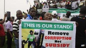 Protest against removal of fuel subsidy in Lagos, Nigeria - 9 January 2012