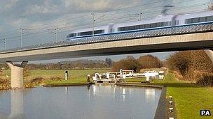 Undated handout image issued by HS2 of the Birmingham and Fazeley viaduct, part of the new proposed route