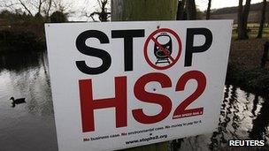 Placard in Little Missenden, Buckinghamshire, opposing the HS2 route