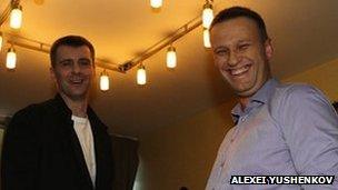 The original photo of Alexei Navalny (right) with Mikhail Prokhorov