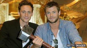 Tom Hiddleston and Chris Hemsworth