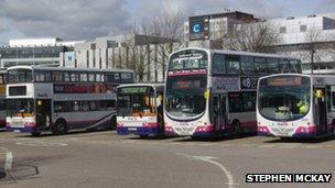 FirstGroup buses at Buchanan Street Bus Station in Glasgow