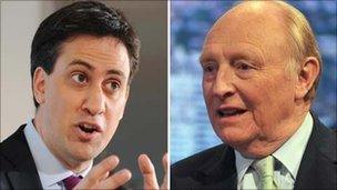 Ed Miliband and Lord Kinnock