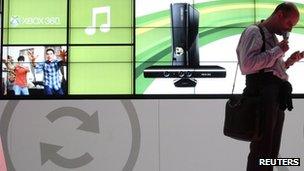 Microsoft CES stand shows promotional video for its Kinect peripheral