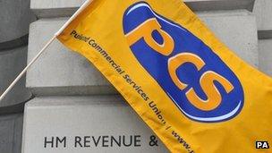 PCS union flag across HMRC office sign