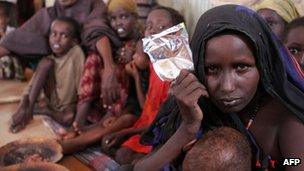 Fatuma Abdille (r) poses at the Transit Centre in Dolo Ado, Ethiopia