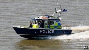 Metropolitan police boat on the River Thames