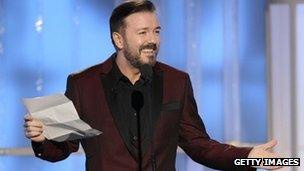 Ricky Gervais at the 2012 Golden Globes