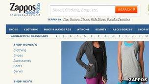 Zappos website