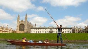 Punt in front of King's College, Cambridge