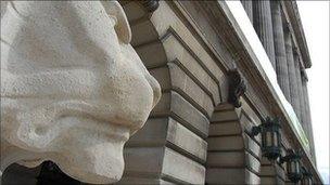 Left lion in front of Nottingham's Council House