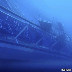 Underwater shot of the ship