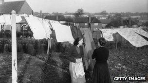 Women with washing on the Bournville estate in the mid 1950s