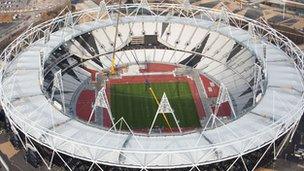 Aerial shot of the Olympic Stadium in the Olympic Park, Stratford, picture taken on 5 December 2011 by Anthony Charlton