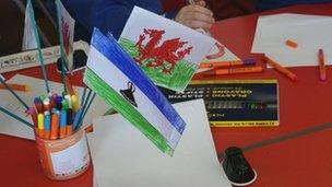 Wales and Lesotho flags