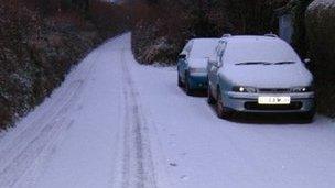 Snowy lane in Cornwall Pic: Jesse Foot