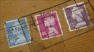 A letter with stamps