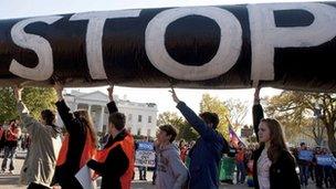 Protesters at the White House on Sunday 6 November