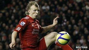 Dirk Kuyt of Liverpool in the current Adidas kit