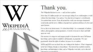 Wikipedia "thank you" page