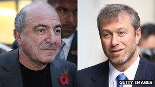 Russian oligarchs Boris Berezovsky (left) and Roman Abramovich (right)