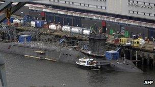 Nuclear submarine at Faslane base