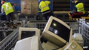 Old PCs at recycling centre near Paris - file pic