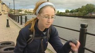 Bryony Balen training on Newcastle Quayside